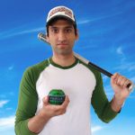 Jay with Powerball gyroscope and baseball bat, broken arm recovery